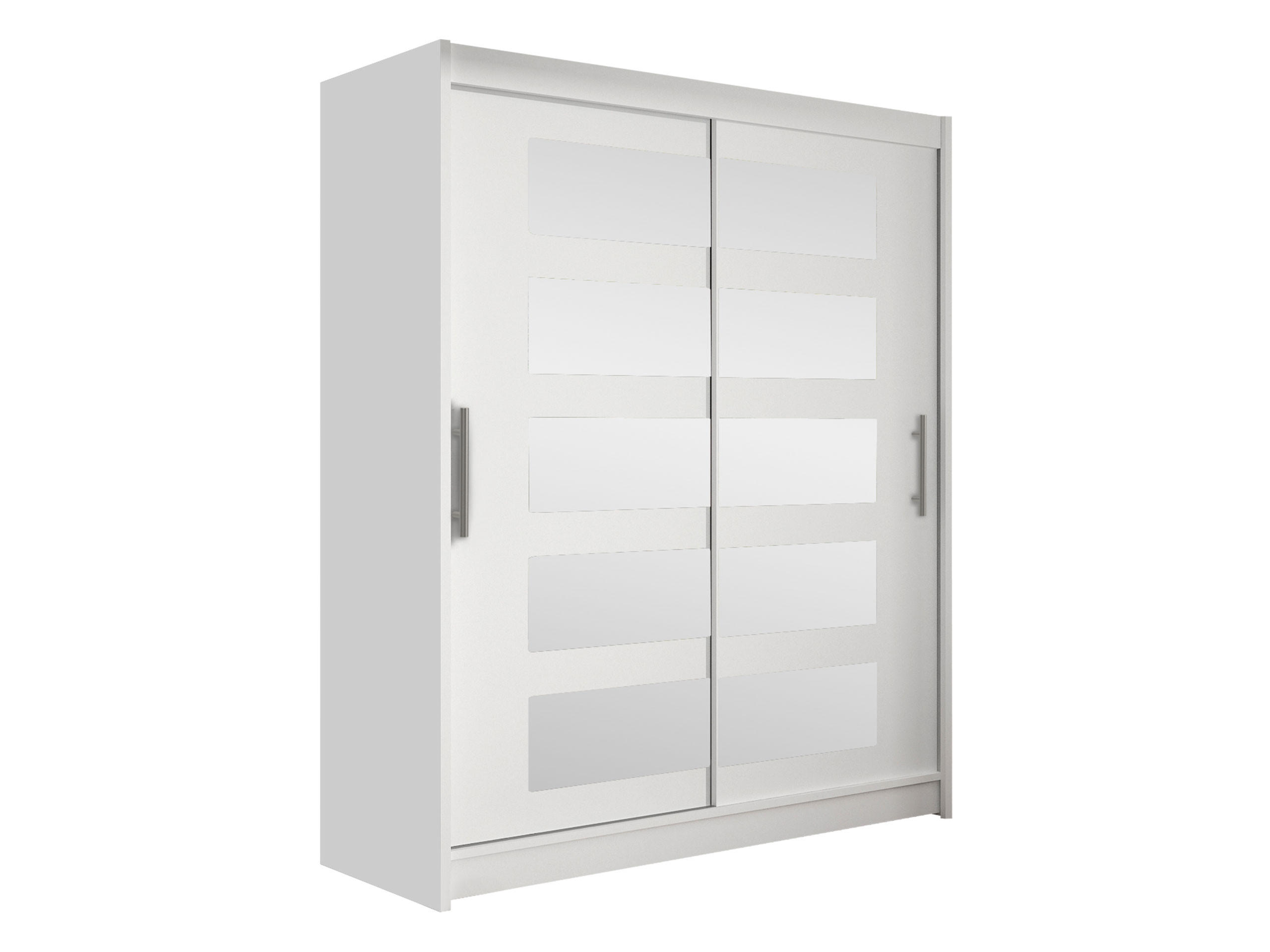 SCHWEBETÜRENSCHRANK Westa V - Silberfarben/Weiß, Holzwerkstoff/Metall (150/200/58cm) - MIRJAN24