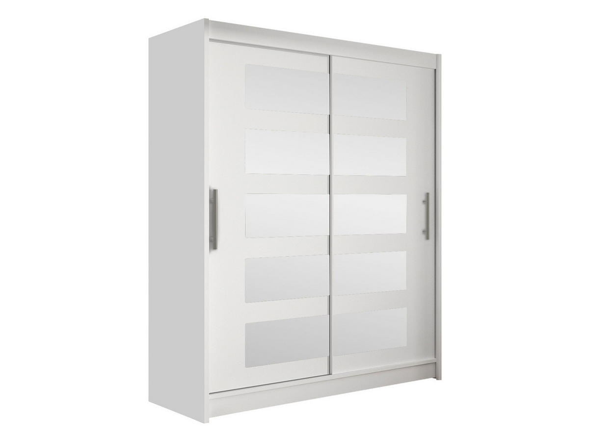 SCHWEBETÜRENSCHRANK Westa V - Silberfarben/Weiß, Holzwerkstoff/Metall (150/200/58cm) - MIRJAN24