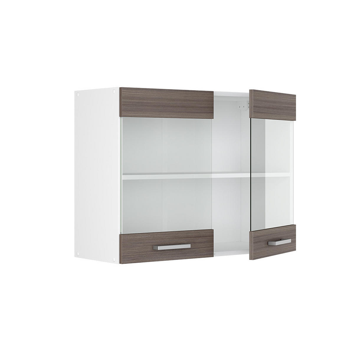 KÜCHENGLASSCHRANK R-Line Grau 80 cm - Weiß/Braun, Holzwerkstoff (80/60/31cm) - Vicco