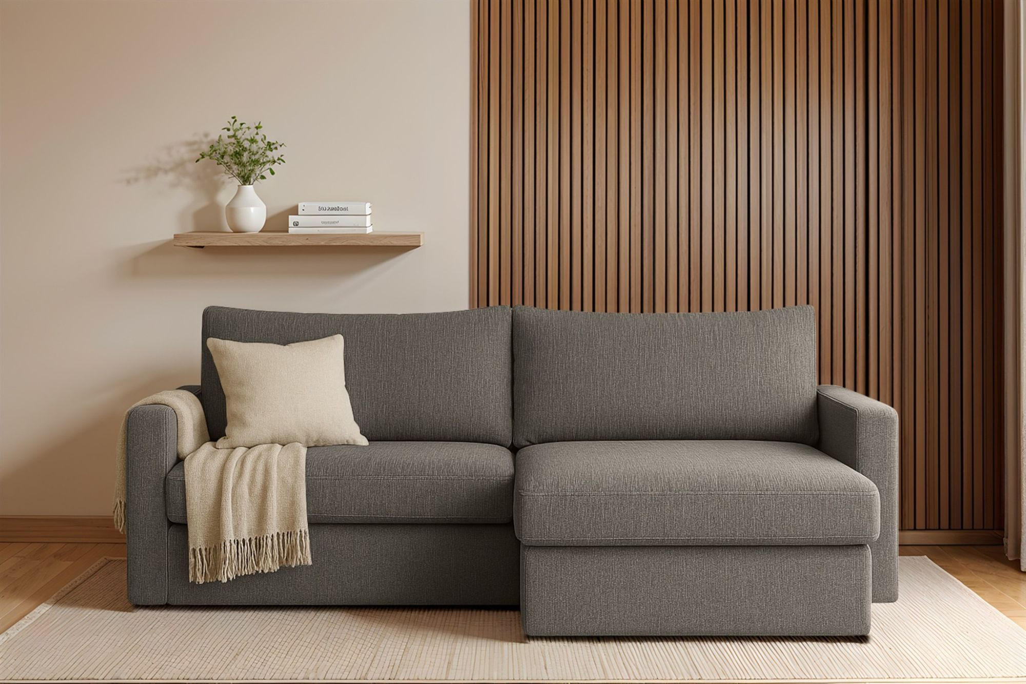 ECKSOFA Bendik In Faro - Grau, Holzwerkstoff/Textil (224/140cm) - Fun Möbel