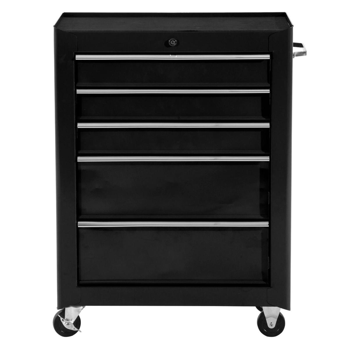 WERKZEUGSCHRANK DE-10581 5 Schubladen, rollbar Schwarz - Schwarz, Metall (33/82.5/61.5cm) - ComfortXL