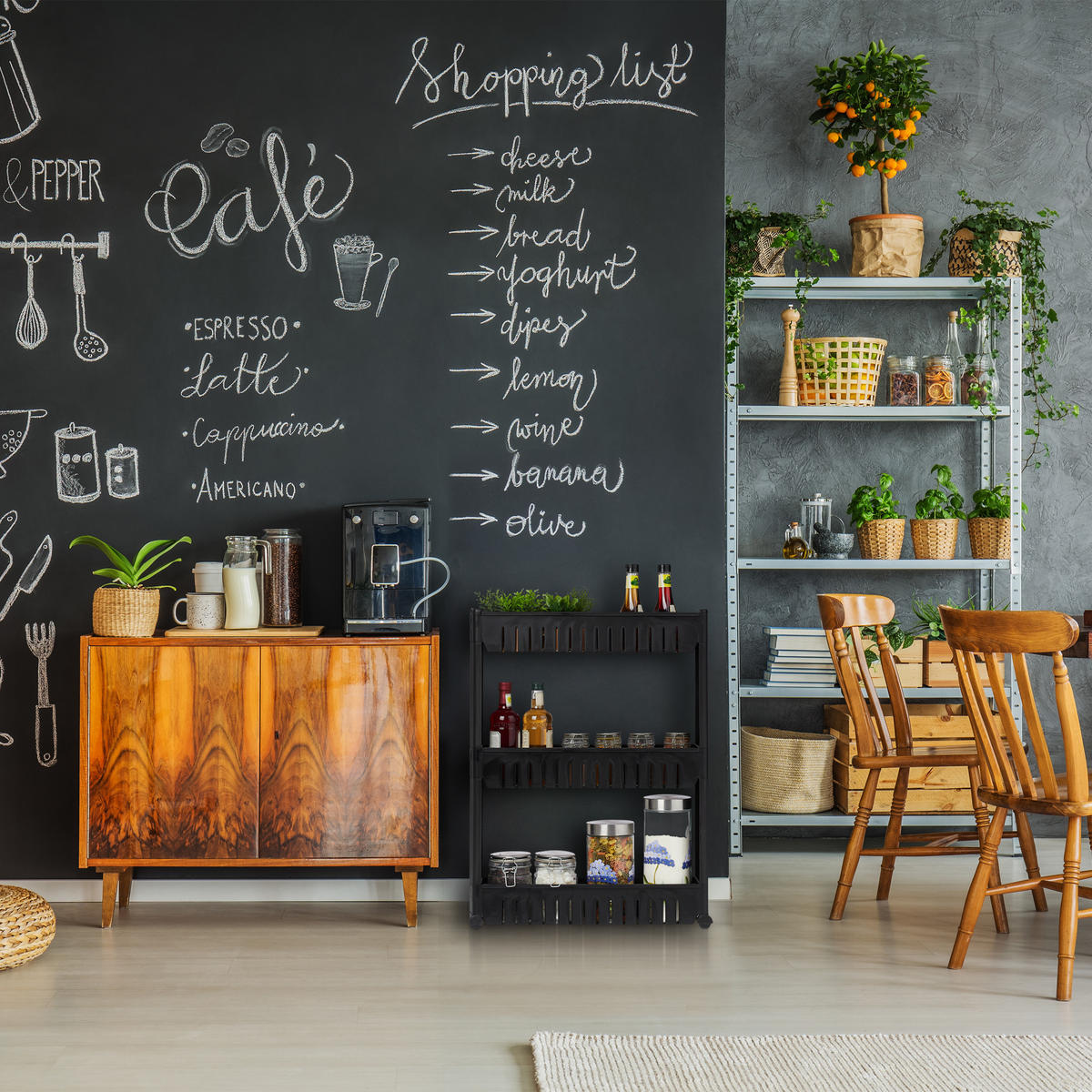 NÍZKY vozík - čierna, plast (12.5/71/54cm) - Relaxdays