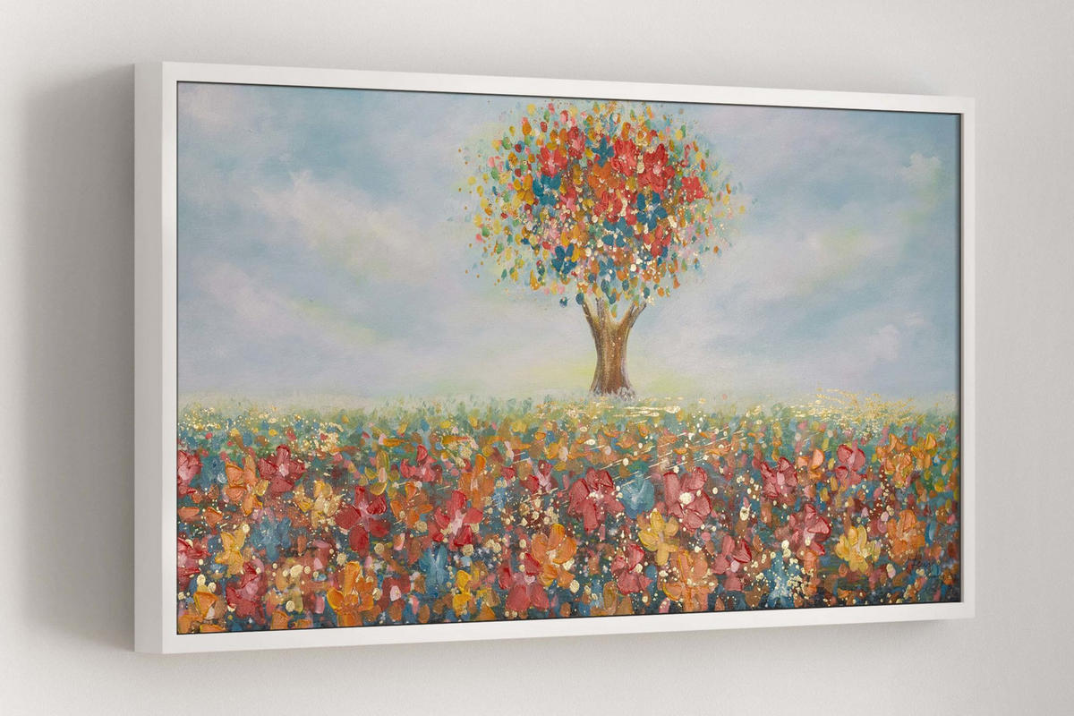 RUČNE MAĽOVANÝ AKRYLOVÝ OBRAZ 120/60 cm, viacfarebný, prírodný a botanický motív - viacfarebná, drevo/textil (120/60cm) - KUNSTLOFT