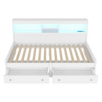 POLSTERBETT aus Spanplatte 90x200 cm in Weiß mit LED-Beleuchtung & USB-Ladefunktion - Weiß, Holzwerkstoff (90/200cm) - Modfu