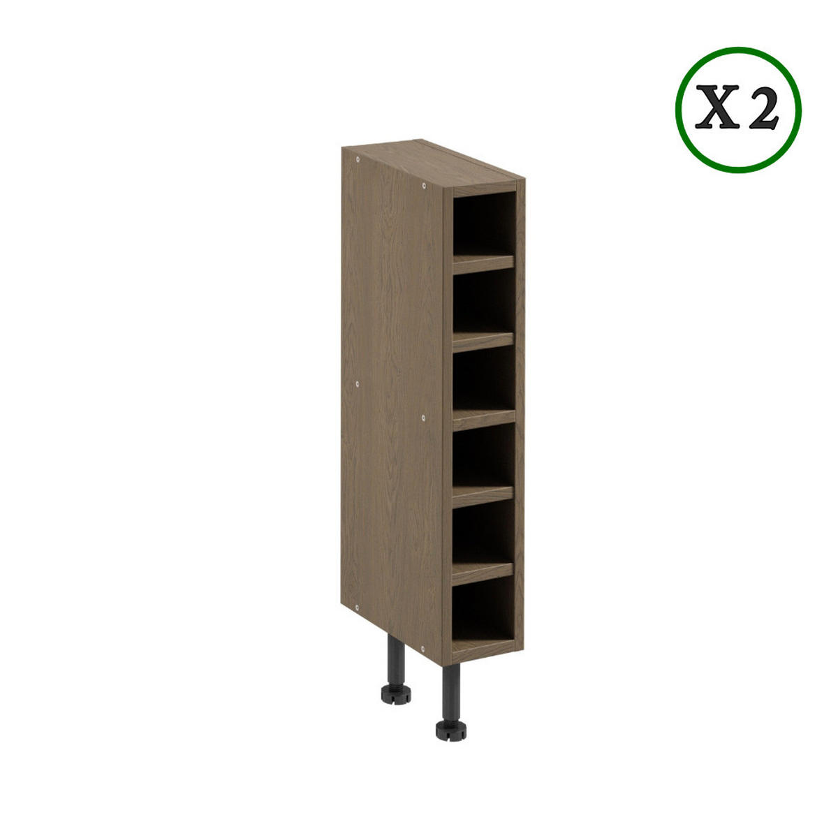 KÜCHENZEILE 330 cm - Sorento K43-M330 - in Grün / Eiche - Schwarz/Grün, Holzwerkstoff/Metall (330/247/58cm)