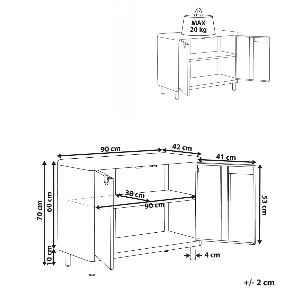 SIDEBOARD se 2 dveřmi Světle béžový Korvo - béžová, kov (90/70/42cm) - Beliani