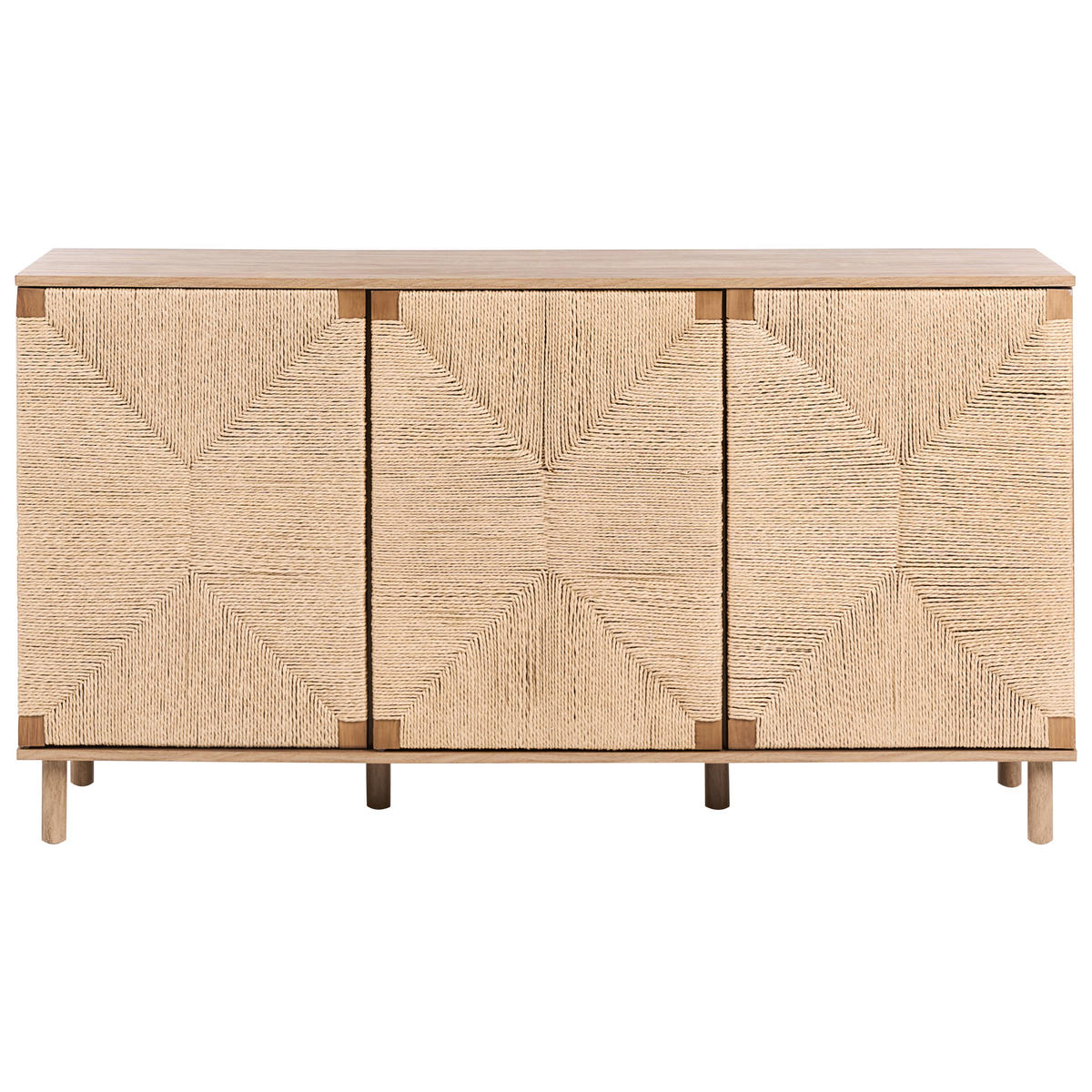 SIDEBOARD mit 3 Türen Hellbraun Bondi - Hellbraun/Braun, Holz/Holzwerkstoff (153/81/40cm) - Beliani