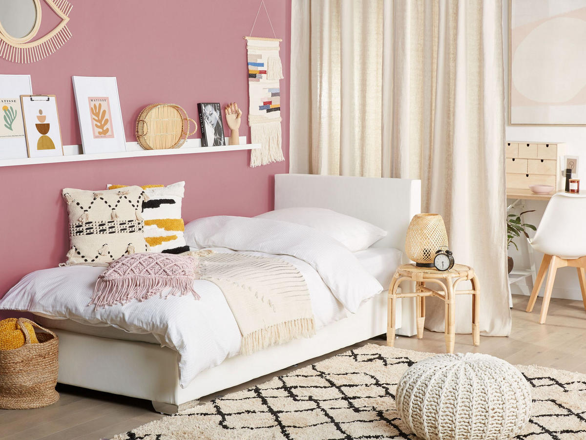 BOXSPRINGBETT 90/200cm Weiß President - Weiß, Kunststoff/Textil (90/200cm) - Beliani