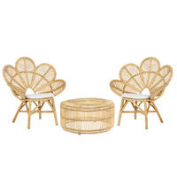 BALKONSET 2-Sitzer Rattan natürlich Auflagen beige Florentine/Limni - Beige/Naturfarben, Naturmaterialien - Beliani