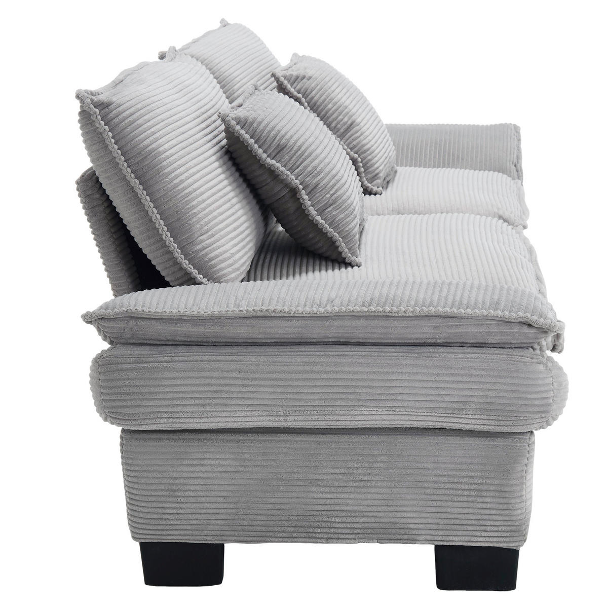 SOFA 2-Sitzer mit Kissen Samt Hellgrau 224/81/81 cm - Grau, Textil (224/81/81cm) - OKWISH