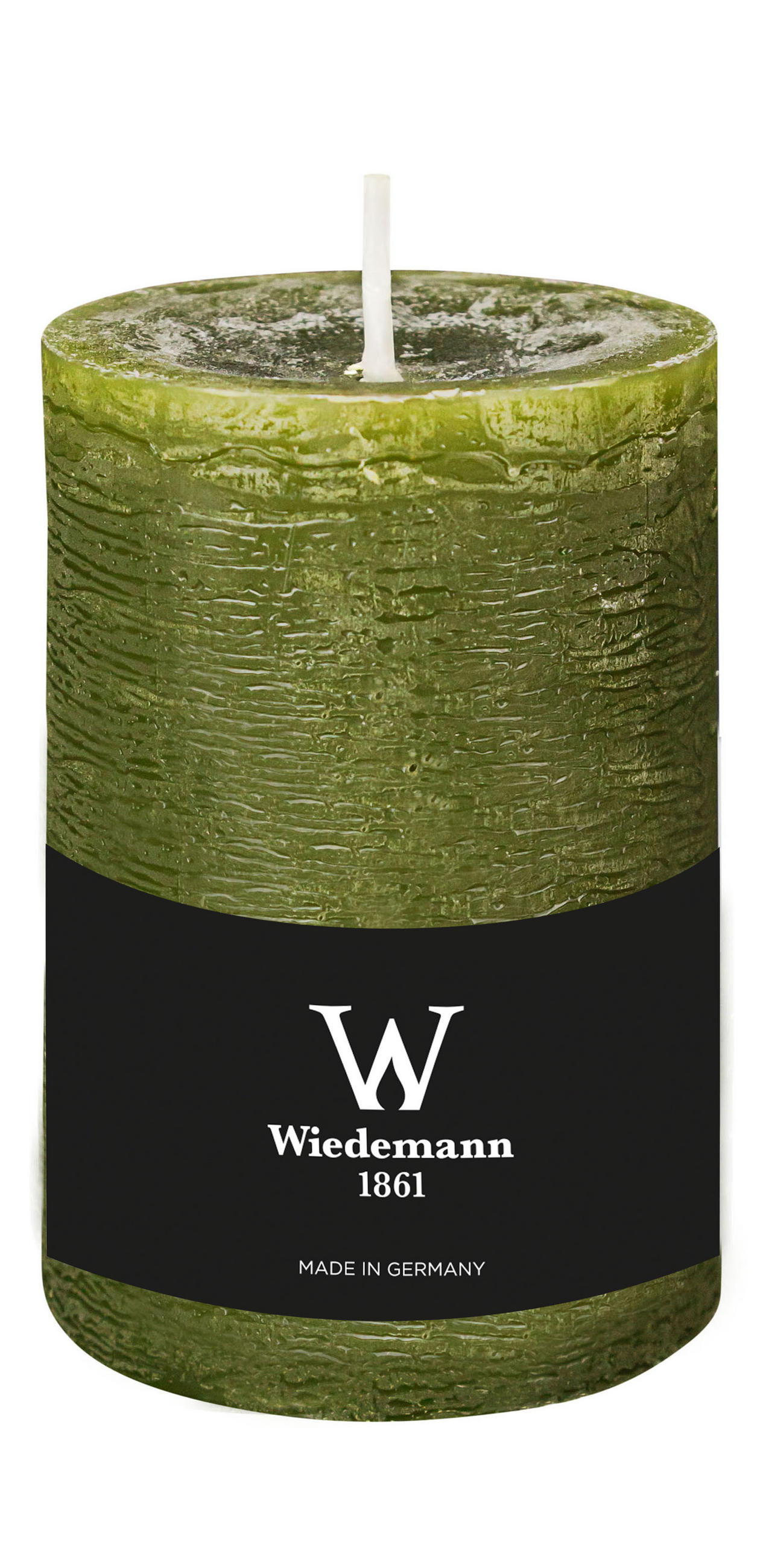 STUMPENKERZE Rustik Marble Style Olive 130 x Ø 78 mm, 1 Stück - Olivgrün, Paraffin (8/13cm) - Wiedemann Kerzen