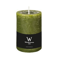 STUMPENKERZE Rustik Marble Style Olive 130 x Ø 78 mm, 1 Stück - Olivgrün, Paraffin (8/13cm) - Wiedemann Kerzen