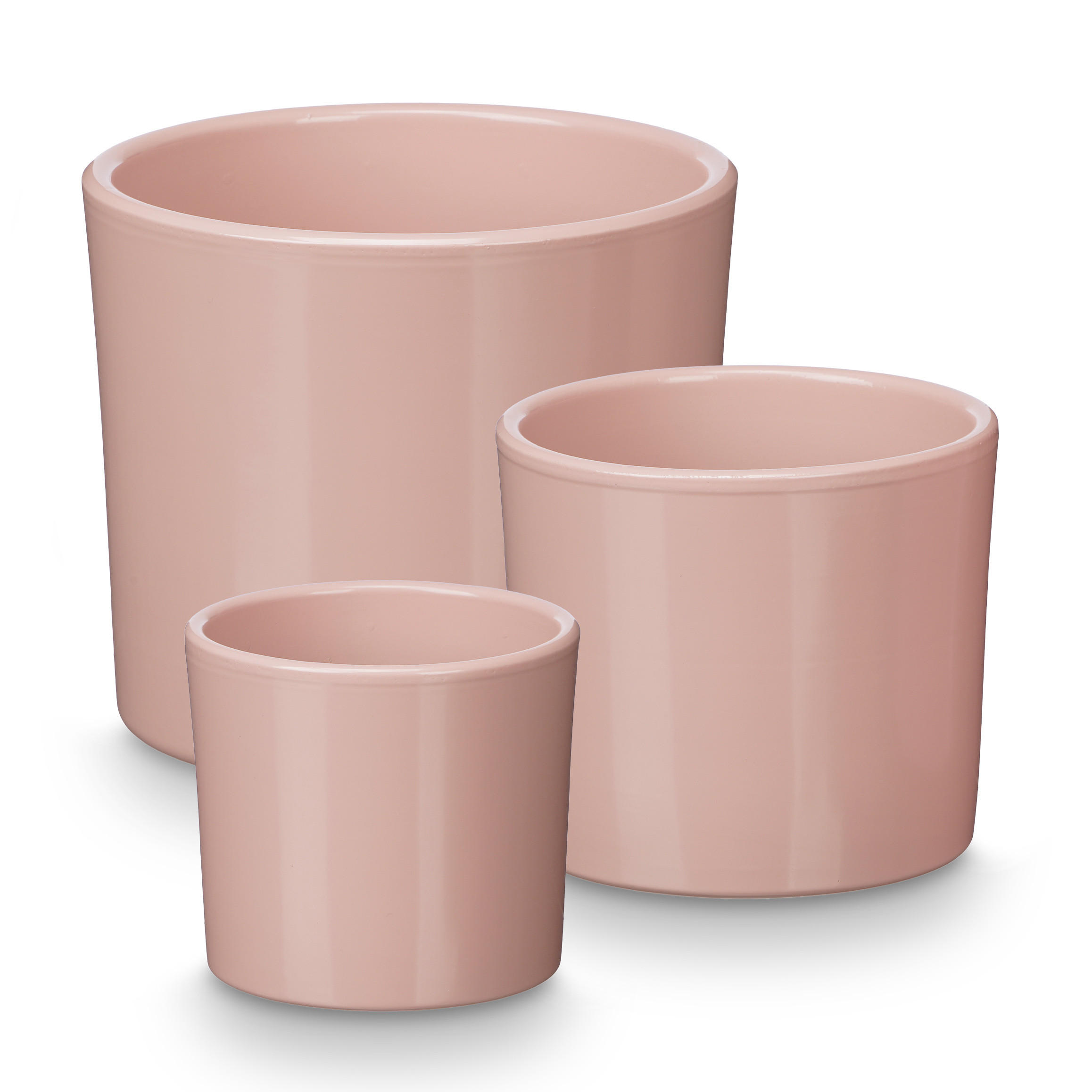 BLUMENTOPF Keramik 14/17/22 cm, 3er Set - Rosa, Keramik (22/19/22cm) - Ibergarden