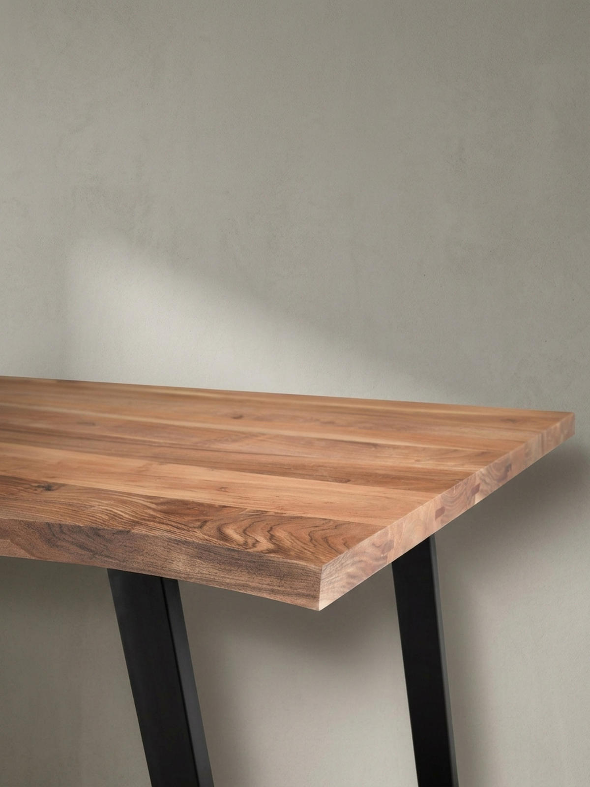 ESSTISCH Massivholz Baumkante Metall U-Gestell Handgefertigt ATOLL, Goldbraun-Schwarz 140x80x76 cm - Schwarz/Braun, Holz/Metall (80/140/76cm) - KADIMA DESIGN