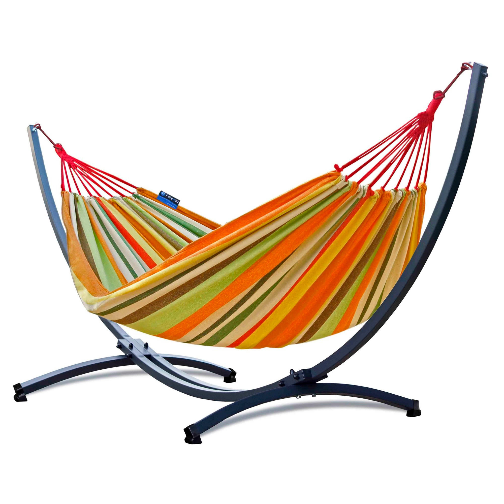 HÄNGEMATTE mit Gestell für 2 Personen, 365/120/125/200kg - Orange, Metall (365/125/120cm) - Potenza