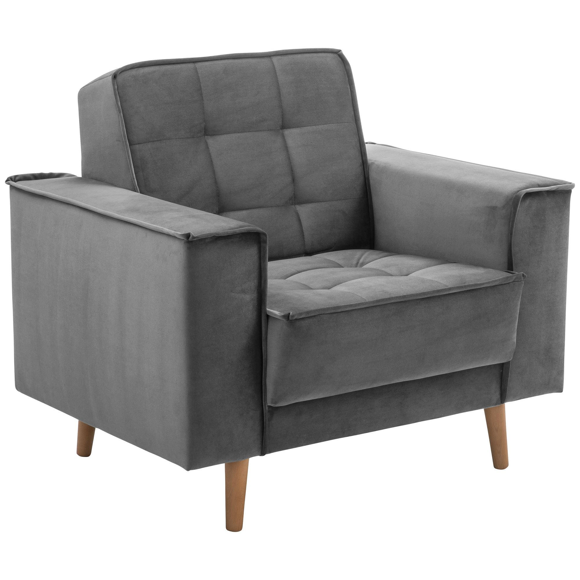 POLSTERSESSEL Kavindra Samtvelours anthrazit - Anthrazit, Kunststoff (78/84/100cm) - 58aufmkessel