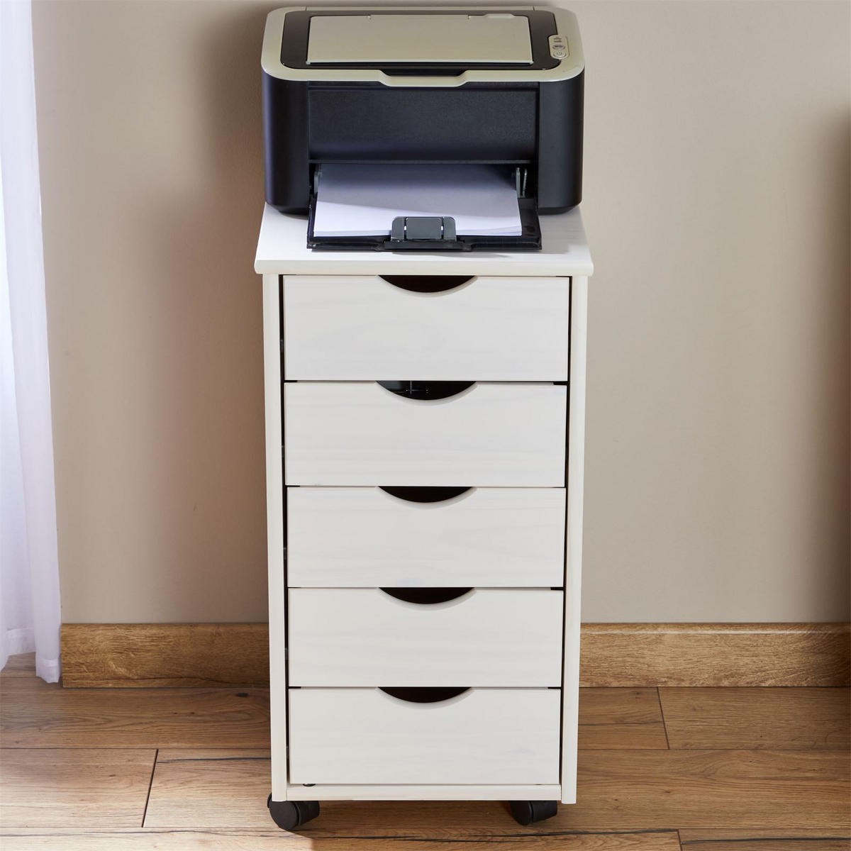 ROLLCONTAINER LAGOS - Weiß, Holz (35/65/40cm) - IDIMEX