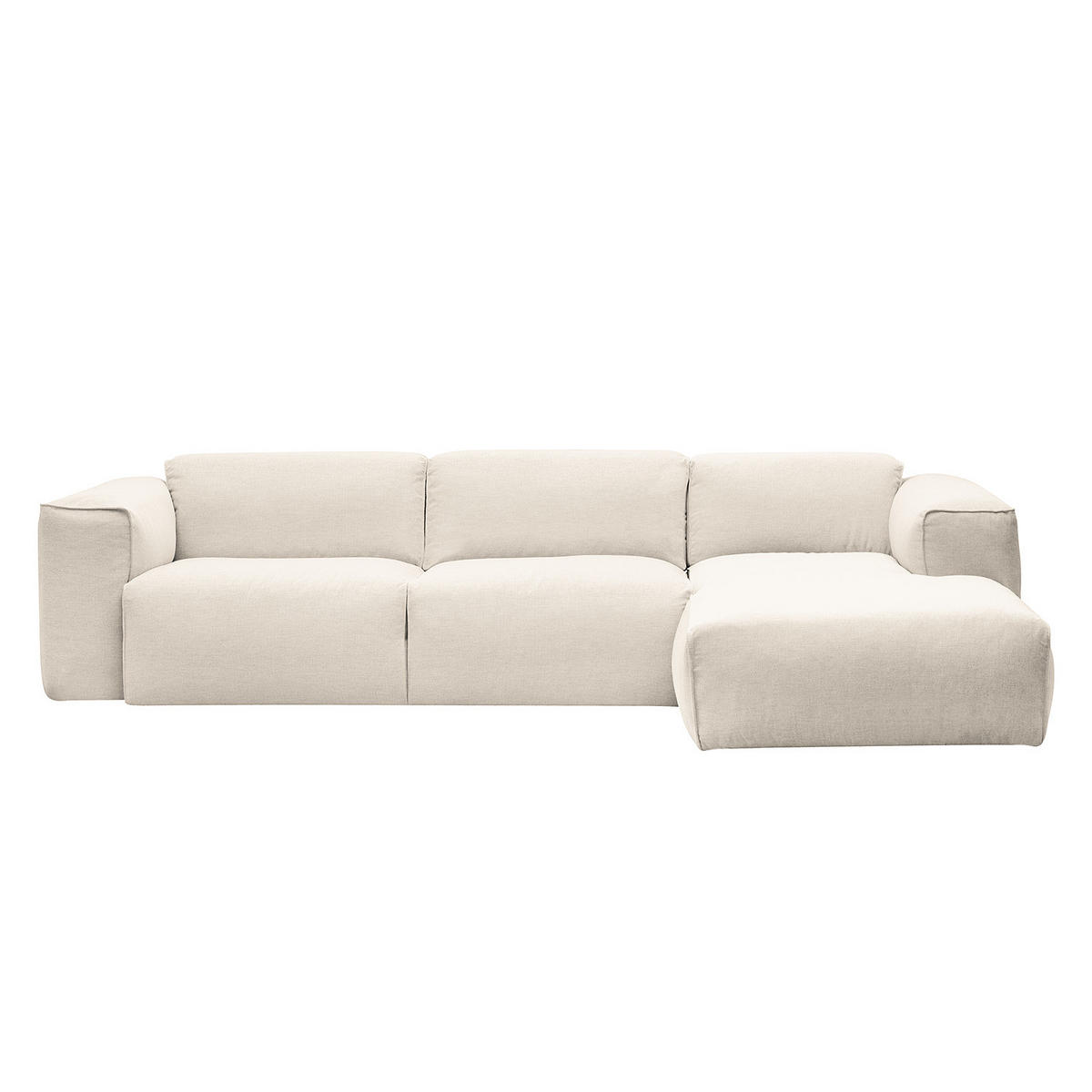 3-SITZER ECKSOFA mit Longchair - Beige/Schwarz, Kunststoff/Textil (284/173cm) - home24
