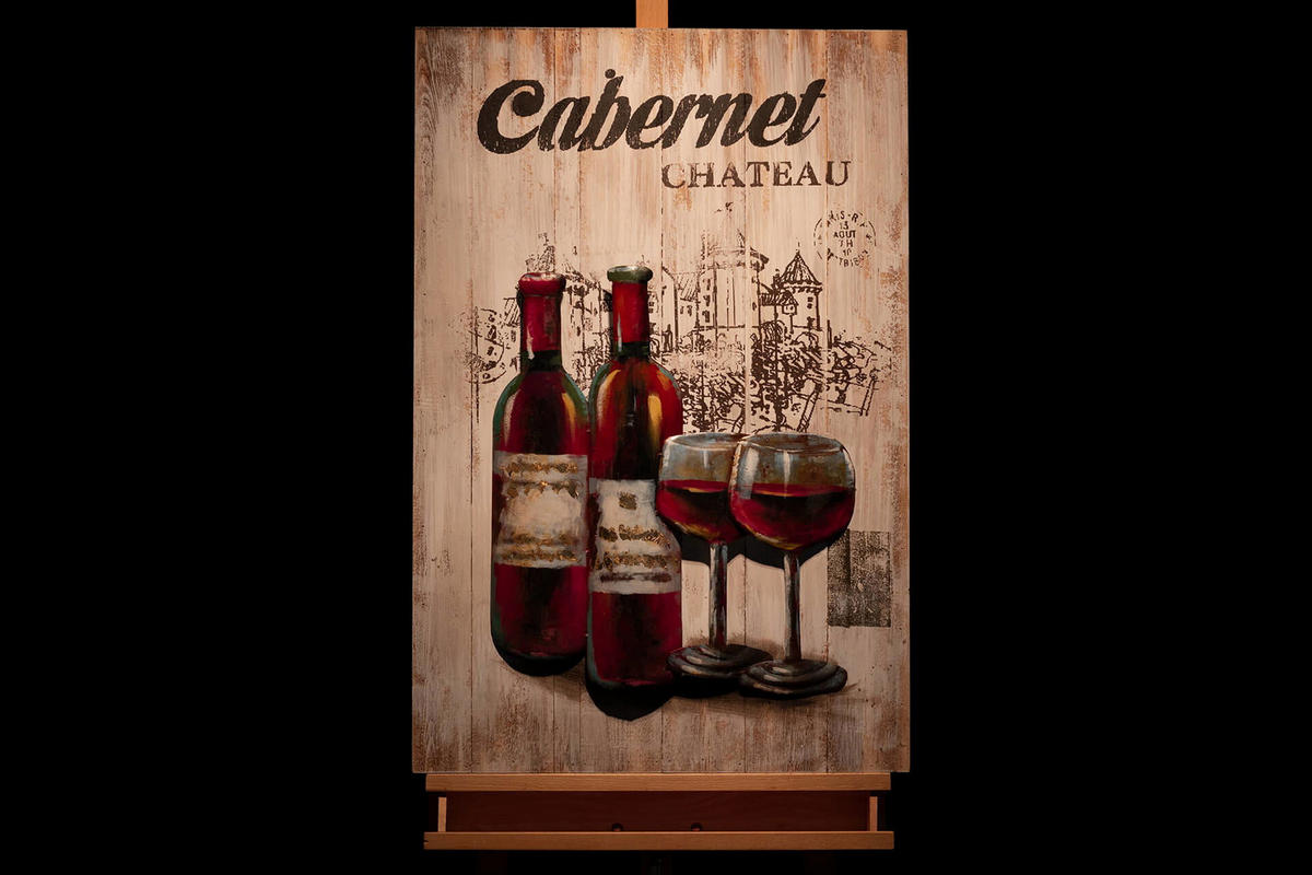 HOLZBILD Rot 60/90 cm - Beige/Rot, Holz/Metall (2.98/90cm) - KUNSTLOFT