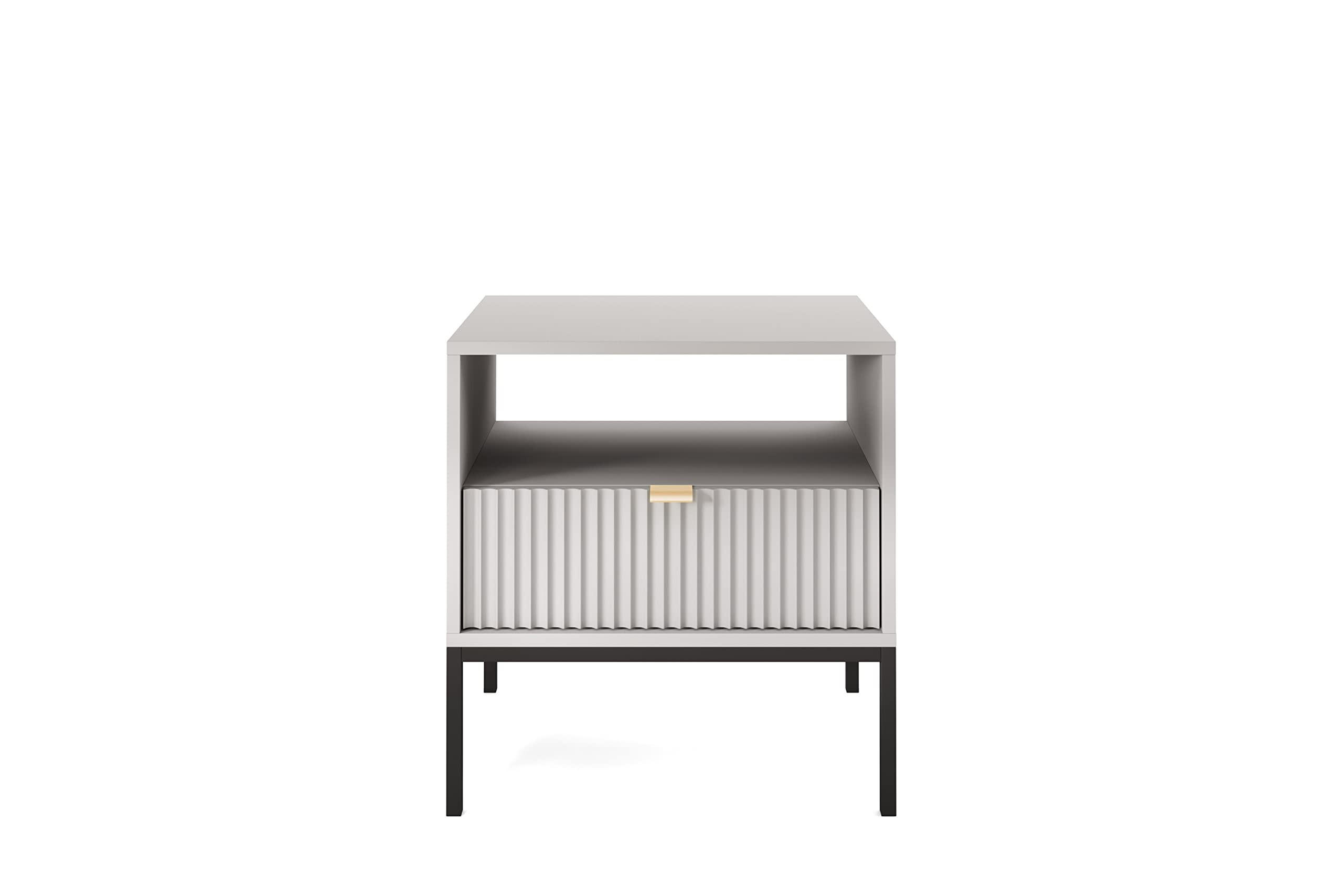 NACHTTISCH Font 54x56x39 cm - Modern Nachtschrank zum Schlafzimmer - EIN praktischer Commode aus Spanplatten - Grau - Grau, Holzwerkstoff (54/56/39cm) - Chilly