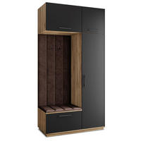GARDEROBENSCHRANK REMA 120/240/60 cm Modern Garderobe-Set Eiche Wotan - Eiche Wotan/Schwarz, Holzwerkstoff (120/240/60cm) - MASSENO