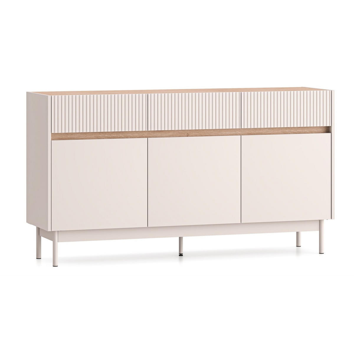 SIDEBOARD Dunea Kaschmirgrau/Eichenholzoptik 154 cm - Taupe, Holzwerkstoff/Metall (154/85/40cm) - Selsey