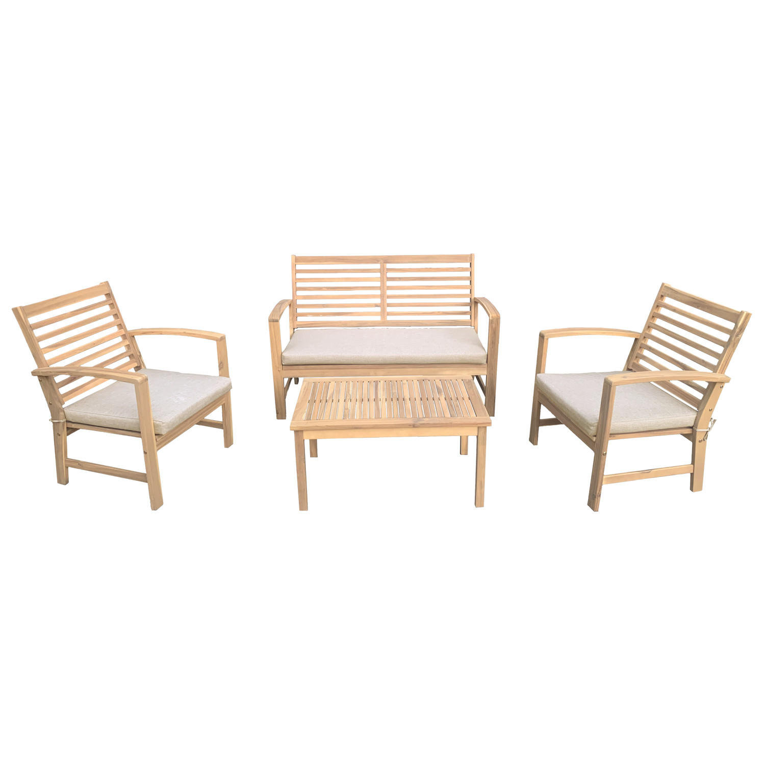 GARTENMÖBEL Goa Sand 4er-Set - Beige, Holz - Happy Garden