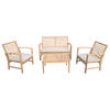GARTENMÖBEL Goa Sand 4er-Set - Beige, Holz - Happy Garden
