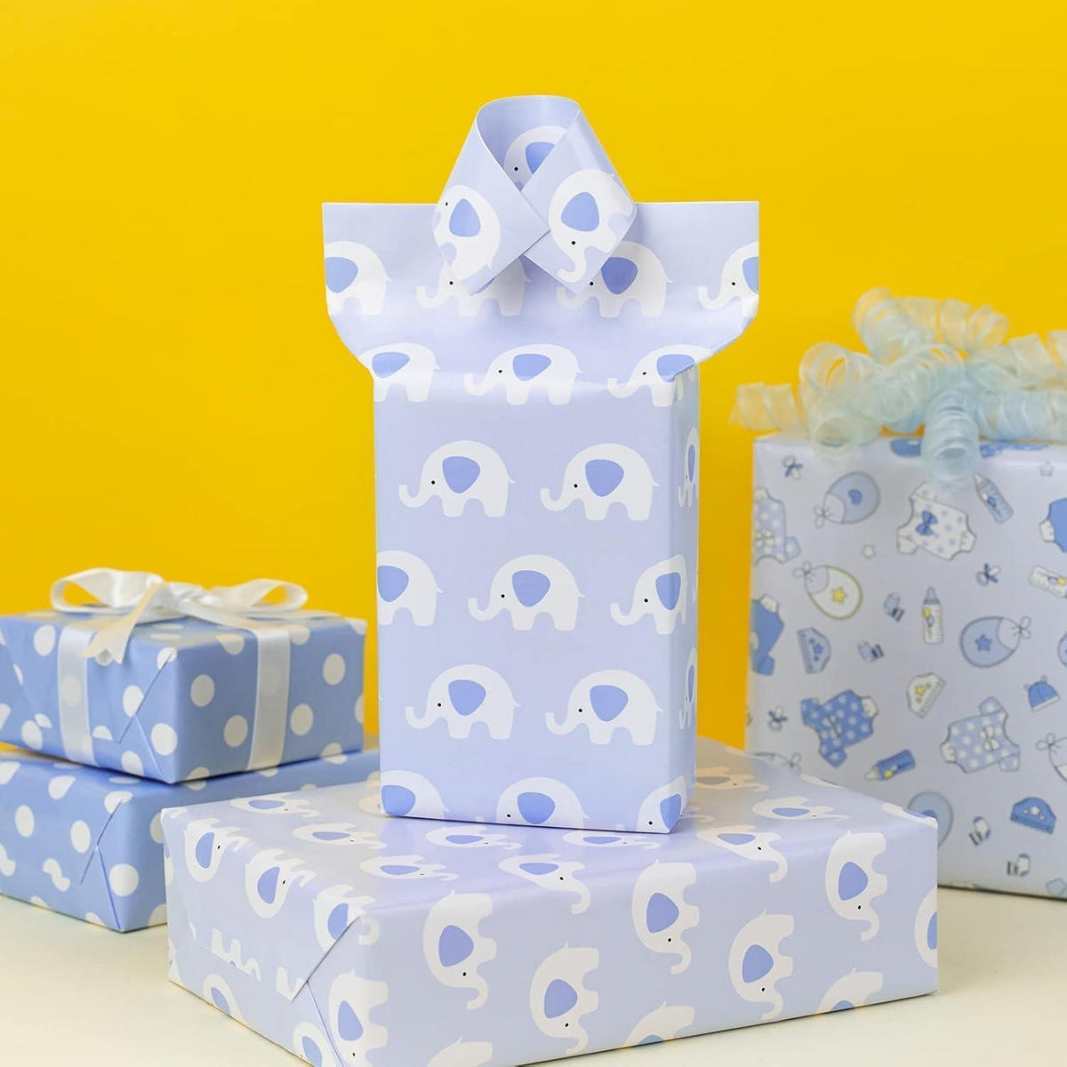 GESCHENKPAPIERROLLE Baby Boy Design 43,2 cm x 3,05 m - Blau, Papier (4/44/10cm)