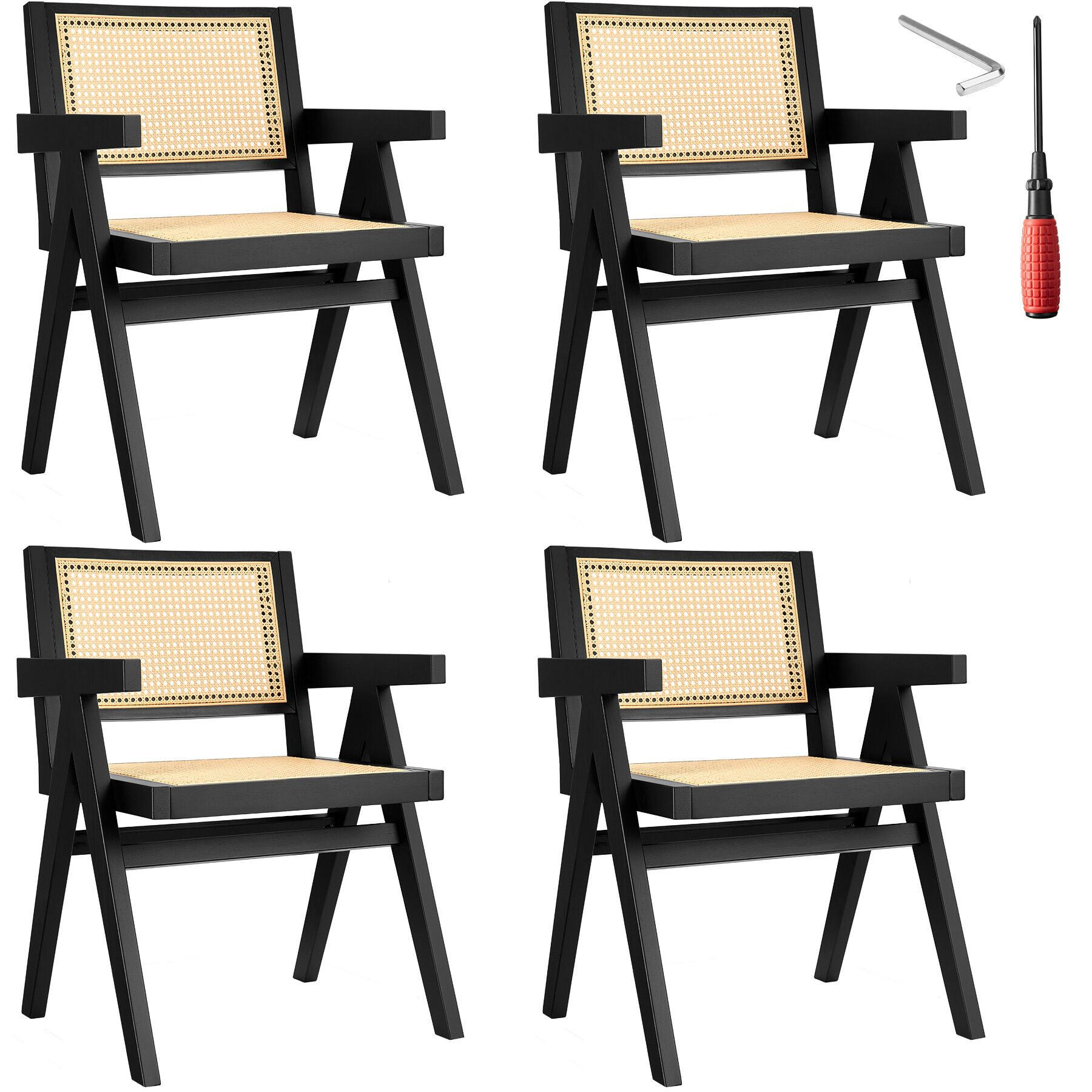 ARMLEHNSTUHL 4er Set Lissy,59 x 56,5 x 82,5 cm, Belastbarkeit 120 kg,schwarz - Schwarz, Holz (59.5/82.5/56.5cm) - tectake