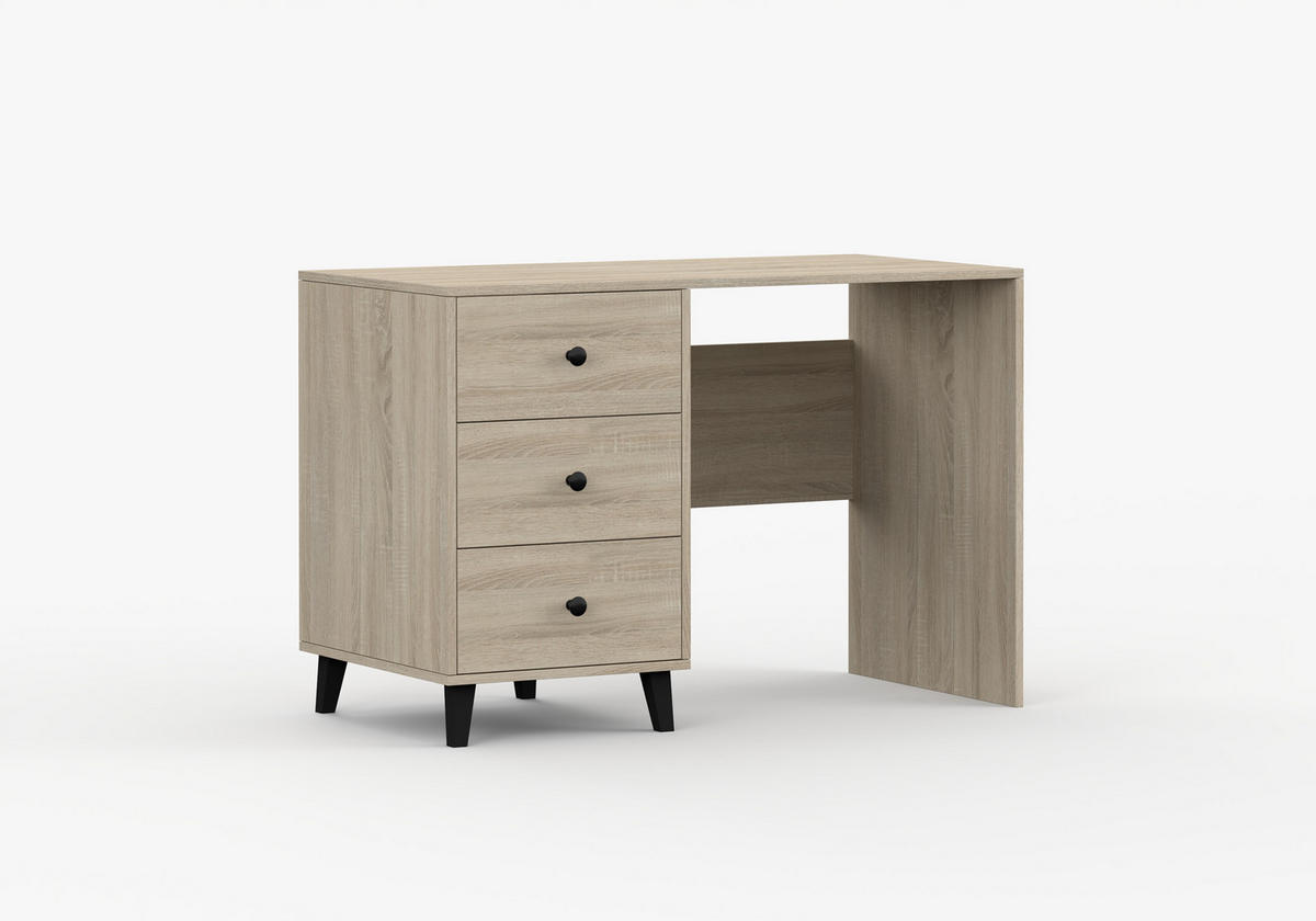 JUGENDZIMMER Mavaro in Sonoma Eiche mit Akzenten in Schwarz 5 teilig mit großem Kleiderschrank – Kinderzimmer Komplettset - Braun, Holzwerkstoff (80/200/120cm)
