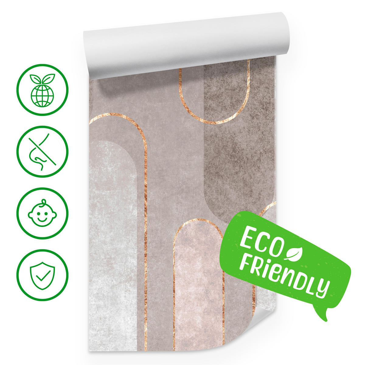 FOTOTAPETE für Wohnzimmer Geometrische Bögen Beige Beton 400x280 - Beige/Braun, Papier (400/280cm) - Muralo