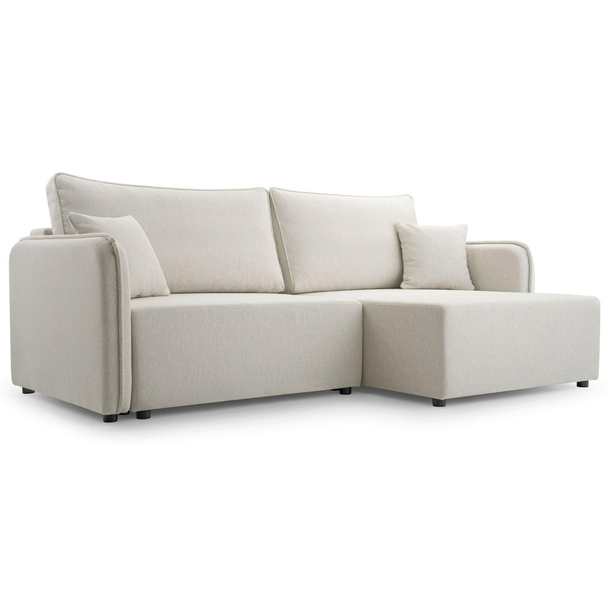 ECKSOFA Kassian, Creme Strukturstoff, rechtsseitig - Creme/Schwarz, Kunststoff/Textil (147/227cm) - Selsey