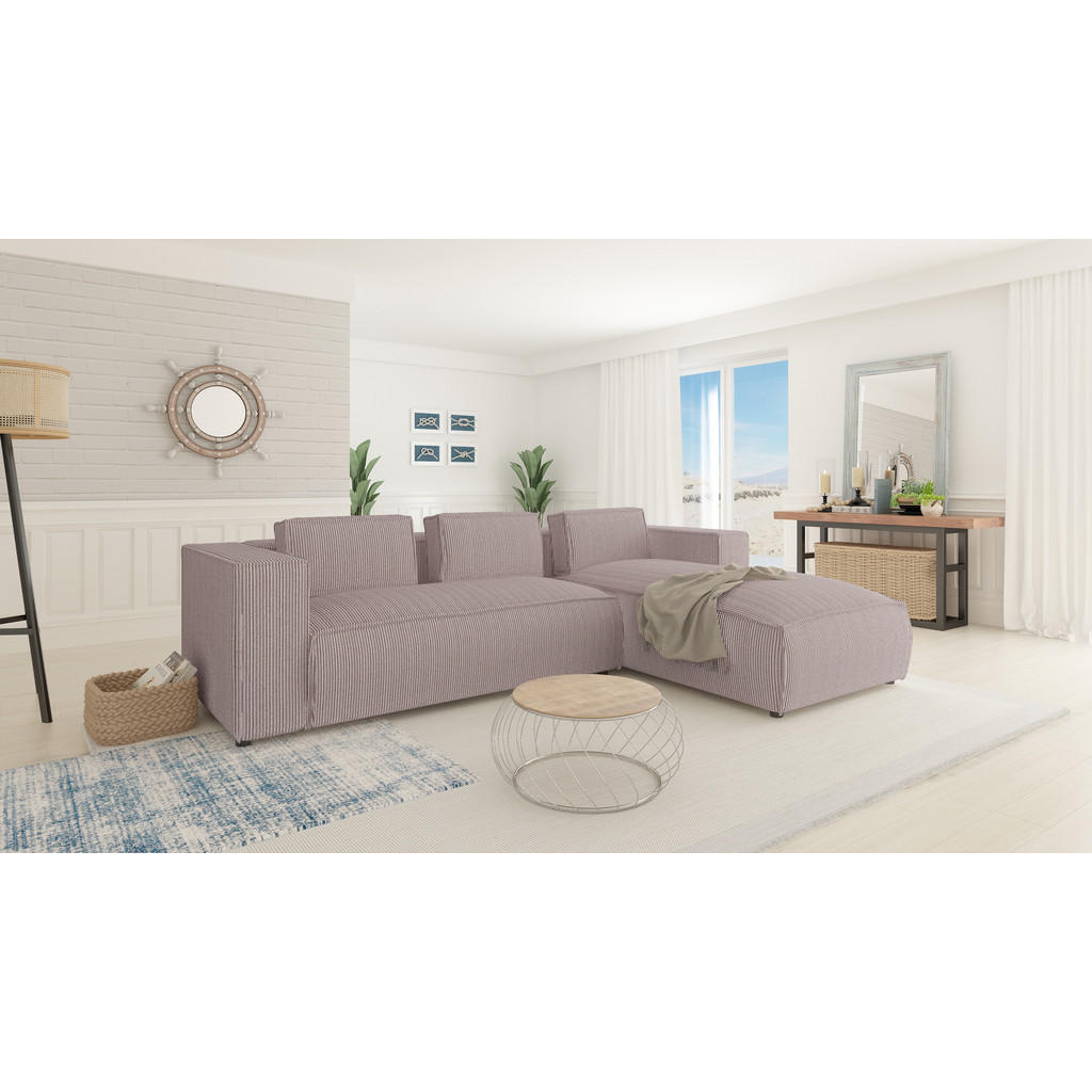 Thumbnail - S-Style Möbel Ecksofa, Pink, Textil, Echtholz,Buche, Birke, 5-Sitzer, Füllung: Polyetherschaumkern, Eckteil, L-Form, Ott...