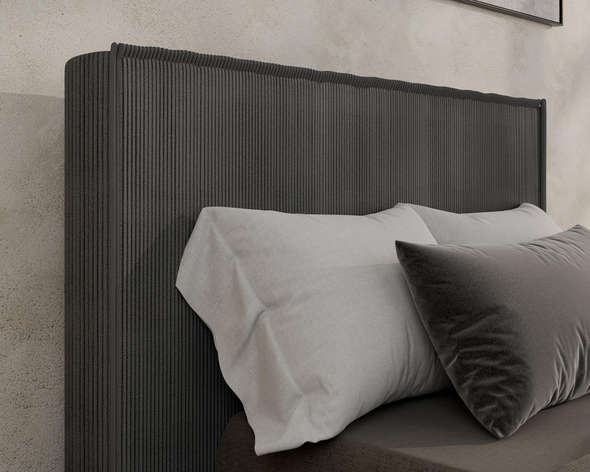 POLSTERBETT SANA 90x200cm Elegantes Polsterbett für modernen Wohnstil , ohne matratze, dunkelgrau - Dunkelgrau, Holz (90/200cm) - Homesy