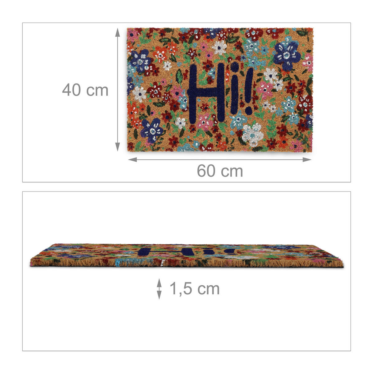 FUSSMATTE - Multicolor, Kunststoff/Textil (60/40cm) - Relaxdays