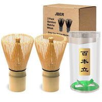 MATCHABESEN 2-teiliges Set Bambus 100 Borsten - Braun, Naturmaterialien (6/10/6cm)