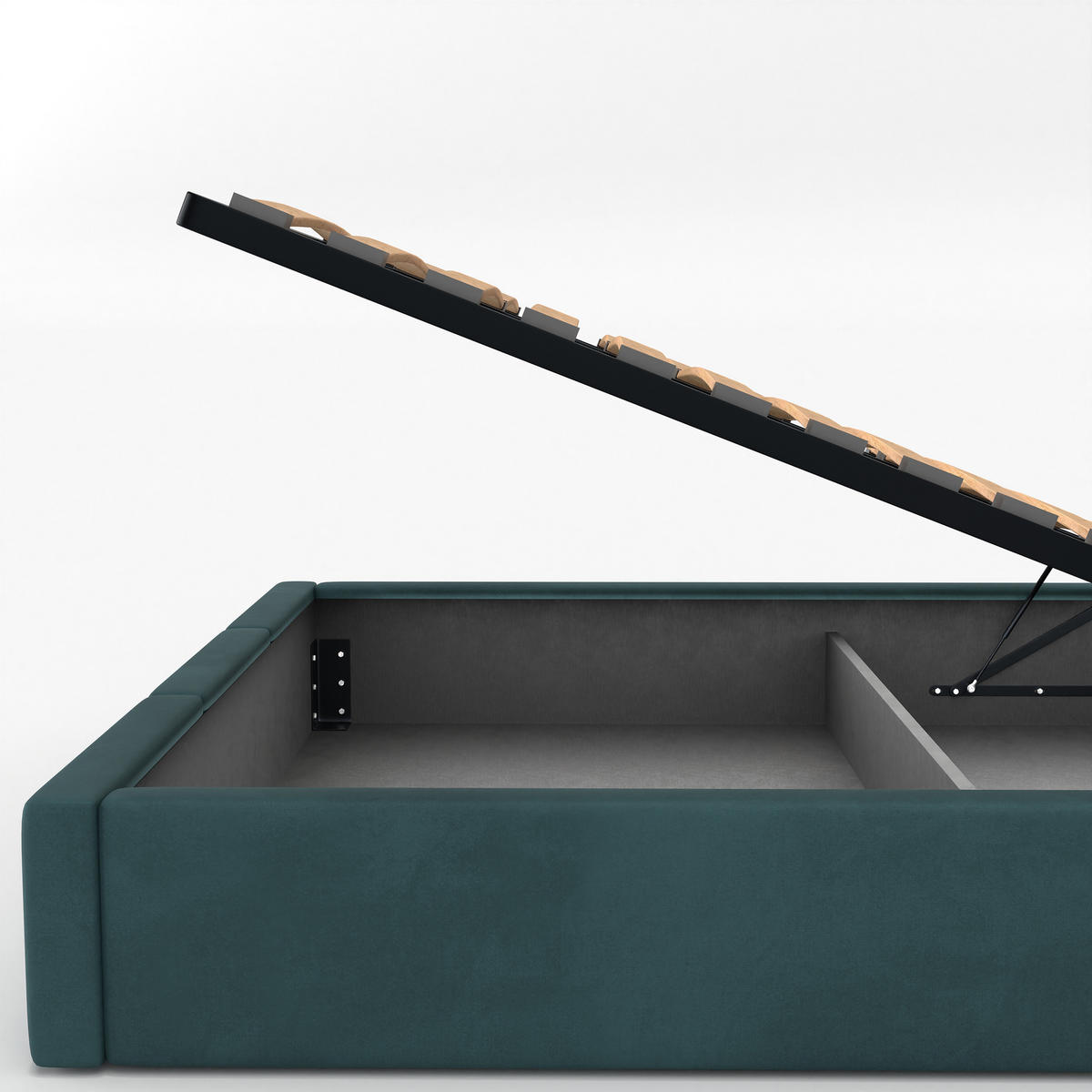 POLSTERBETT für Schlafzimmer Bett mit Stauraum Türkis 90x200cm Kopfteil 100cm - Türkis, Holzwerkstoff/Metall (90/200cm) - Muralo