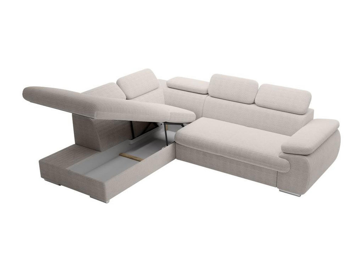 ECKSOFA mit Schlaffunktion - Ecke links - Cord - Beige - FABIEN - Beige, Textil (221/271cm) - Vente-Unique
