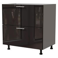 SCHUBALADENUNTERSCHRANK Essen D2A/90/1A Schwarz Hochglanz / Grau Matt 90 / 50 / 82cm - Schwarz Hochglanz/Schwarz, Holz/Holzwerkstoff (90/82/50cm) - Feldmann-Wohnen