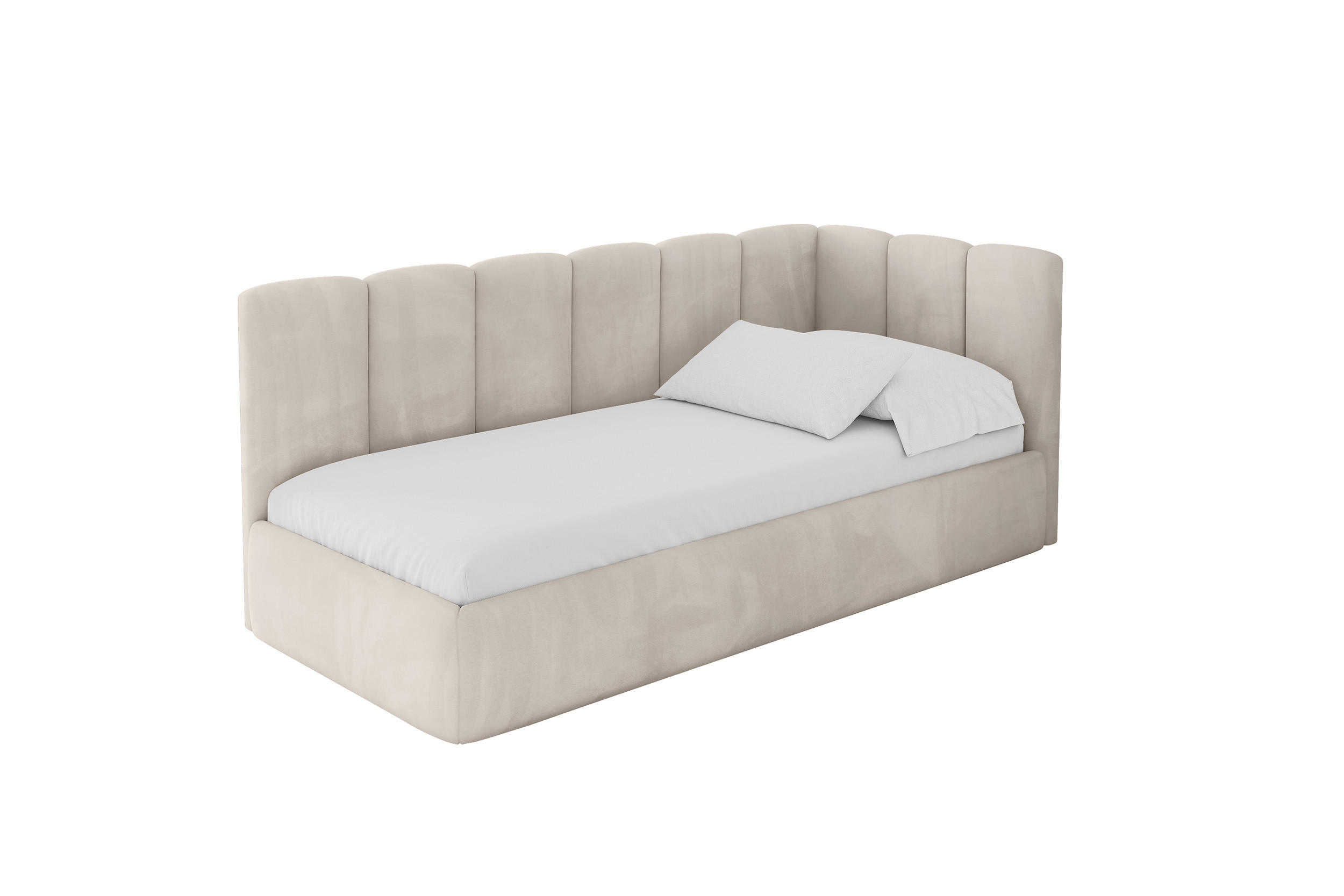 EINZELLBETT Jugendbett mit Bettkasten und Matratze H3/H4, Links - DEXY 90x200 Beige - Ecru, Holzwerkstoff/Textil (90/200cm) - ALTDECOR