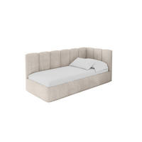 EINZELLBETT Jugendbett mit Bettkasten, Links - DEXY 90x200 Beige - Ecru, Holzwerkstoff/Textil (90/200cm) - ALTDECOR