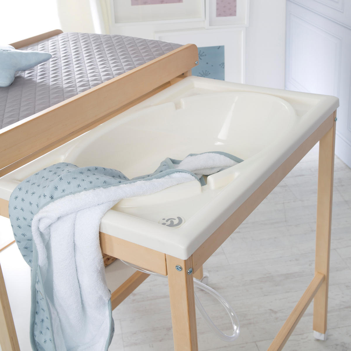 WICKELTISCH mit Badewanne - Naturfarben, Holzwerkstoff (56/100/83cm) - Roba