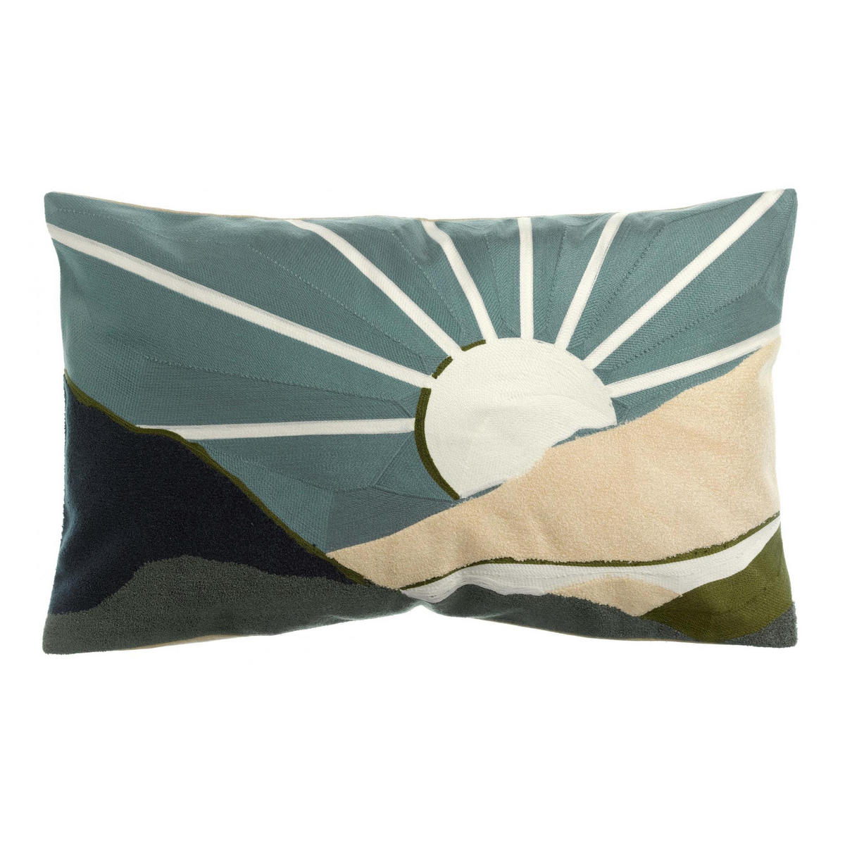 BESTICKTES KISSEN Elie graugrün 40 x 65 cm - Grün, Textil (40/65cm) - Vivaraise