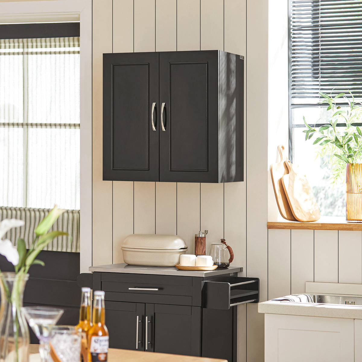 HÄNGESCHRANK Schwarz - Schwarz, Holzwerkstoff (60/60/30cm) - SoBuy