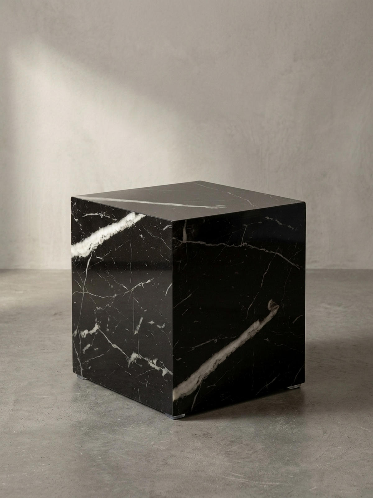 COUCHTISCH MONOBLOC in Hochglanz mit Marmor-Optik, Würfelform, Schwarz 40x40x45 cm - Schwarz, Holzwerkstoff (40/40/45cm) - KADIMA DESIGN