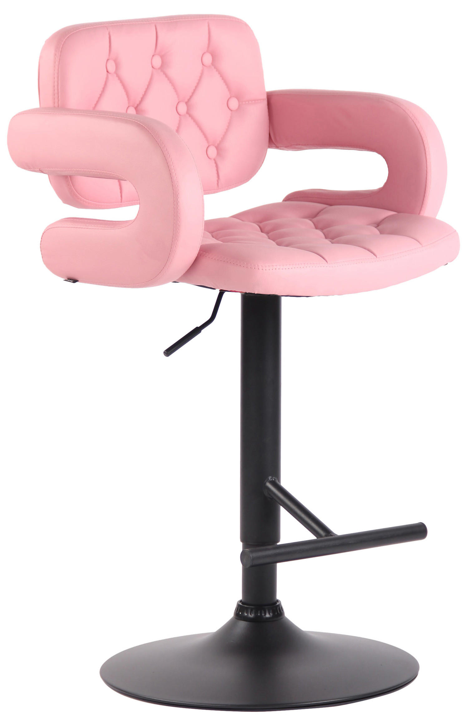 BARHOCKER Dubai, Gestell schwarz, Kunstleder Pink - Schwarz/Rosa, Kunststoff/Textil (52/100/55cm) - TPFLiving