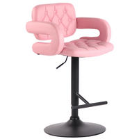 BARHOCKER Dubai, Gestell schwarz, Kunstleder Pink - Schwarz/Rosa, Kunststoff/Textil (52/100/55cm) - TPFLiving