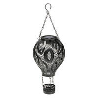 LED-SOLAR-HEISSLUFTBALLON - wetterfestes Windlicht mit Dämmerungssensor für Garten und Terrasse, schwarz, 1er-Set - Schwarz, Metall (13/13/36cm) - Northpoint