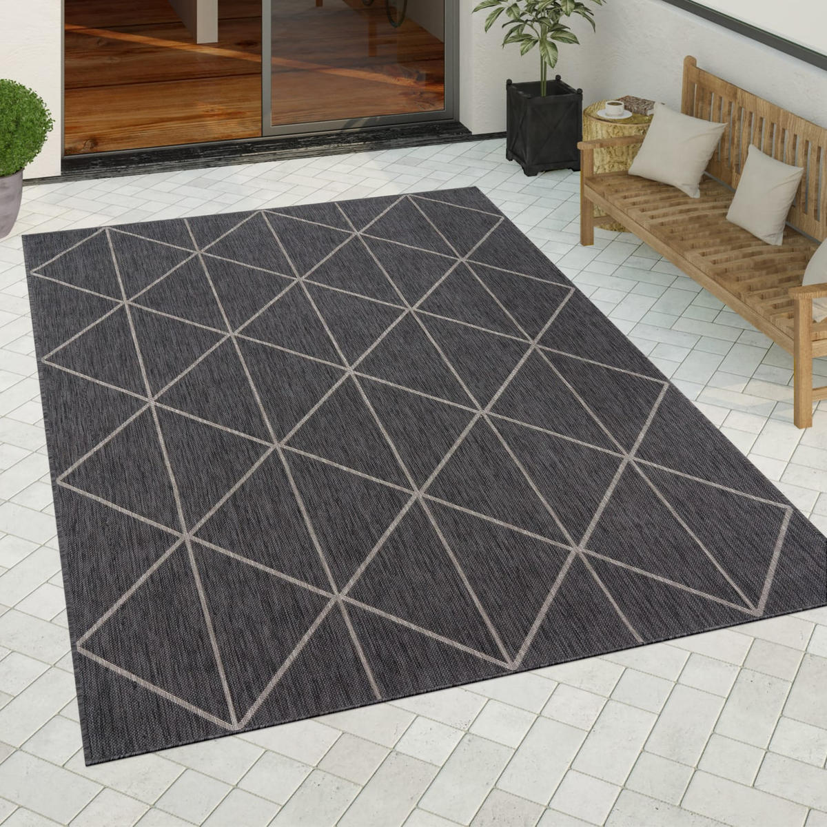OUTDOORTEPPICH 60/100 cm Modena 221 - Anthrazit, Kunststoff (60/100cm) - Paco Home